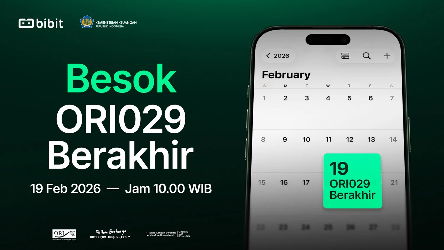 Kesempatan Terakhir Dapat Fixed Rate Return ORI029, Penawaran Berakhir Besok